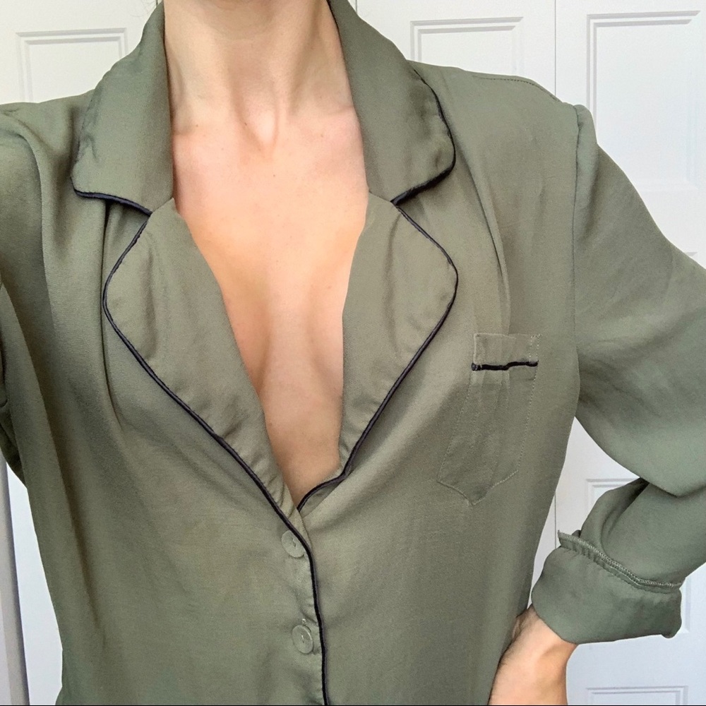 2 for 10$ Olive Green Large Button Up Blouse